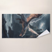 Dragon au-dessus du château. (Serviette de bain)