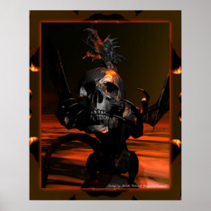 Dragon avec affiche crâne