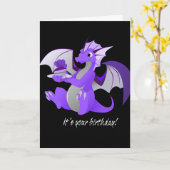 Dragon avec carte d'anniversaire au gâteau (Fleur jaune)