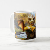 Dragon avec des roses jaunes. Mug de 15 onces (Devant gauche)