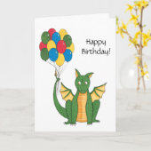 Dragon avec la carte d'anniversaire de ballons (Fleur jaune)