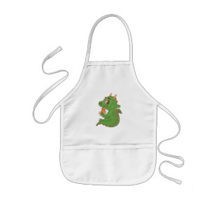 Dragon Baby Eating Yummy Pizza Slice Design Kinder Schort