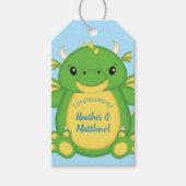Dragon Baby shower Blue Cadeaulabel (Voorkant)