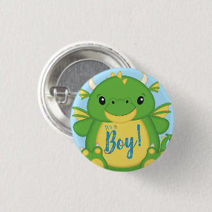 Dragon Baby shower Blue Ronde Button 3,2 Cm