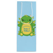 Dragon Baby shower Blue Wijn Cadeautas (Voorkant)