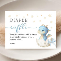 Dragon Baby Shower Boy Blue Diaper Raffle