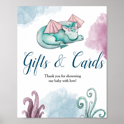 Dragon Baby shower Cadeaus en Kaarten Poster weerg (Voorkant)