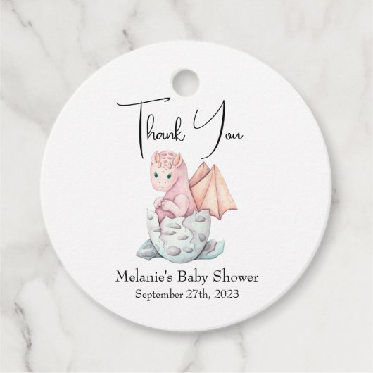 Dragon Baby shower dank u Bedankjes Labels (Voorkant)
