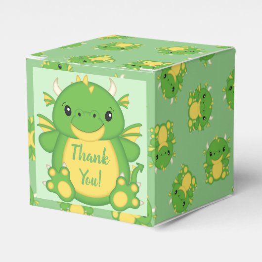 Dragon Baby shower Green Bedankdoosjes (Voorkant Zijde)