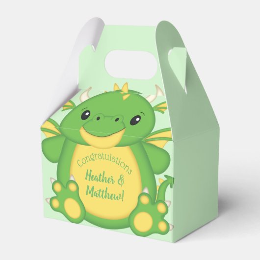 Dragon Baby shower Green Bedankdoosjes (Voorkant Zijde)