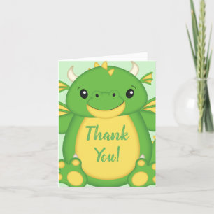 Dragon Baby shower Green Bedankkaart