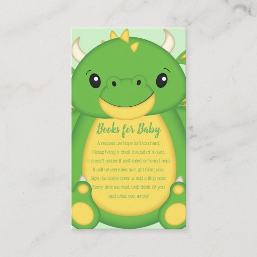 Dragon Baby shower Green Informatiekaartje (Voorkant)