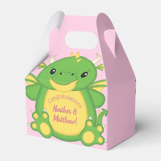 Dragon Baby shower Roze Bedankdoosjes (Achterkant)