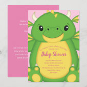 Dragon Baby shower Roze Kaart (Voorkant / Achterkant)