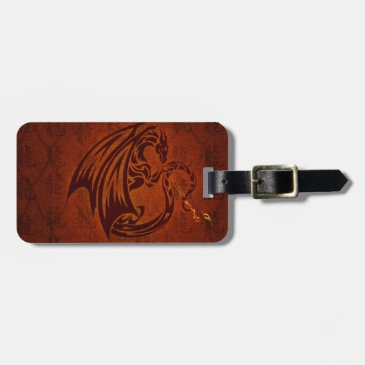 Dragon Bagagelabel met lederen riem (Voorkant horizontaal)