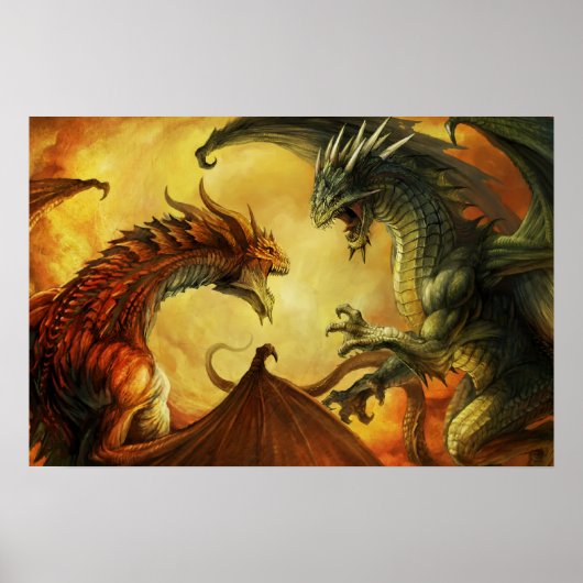 Dragon Battle, groot Poster (Voorkant)