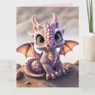 DRAGON BÉBÉ ANNIVERSAIRE ROSE Carte de voeux