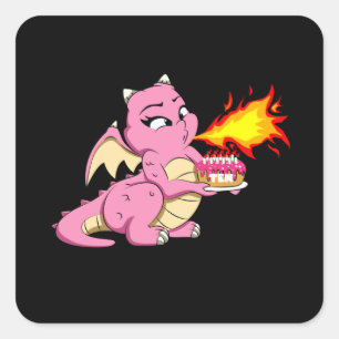 DRAGON BIRTHDAY 10 10th Birthday Girl Cute Dragon Vierkante Sticker
