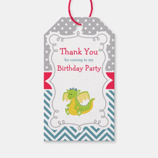 Dragon Birthday Party Gift Label Cadeaulabel (Voorkant)