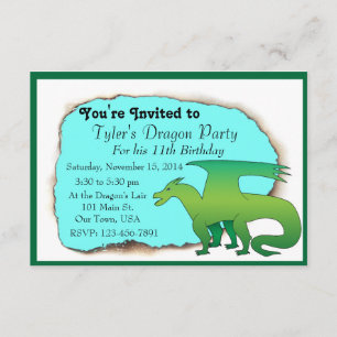 Dragon Birthday Party Invitation Kaart