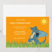 Dragon Birthday Party Kaart (Voorkant / Achterkant)