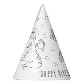 Dragon Birthday Party - Kleur uw eigen partijtje P Feesthoedjes (Links)