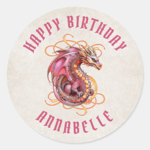 Dragon Birthday Party Ronde Sticker