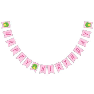 Dragon Birthday Party roze Vlaggetjes