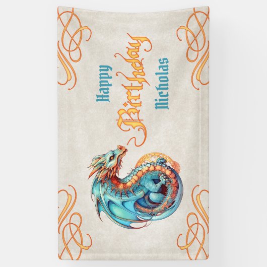 Dragon Birthday Party Spandoek (Verticaal)