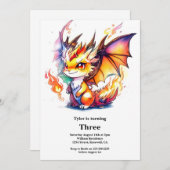 Dragon Birthday Uitnodiging (Voorkant / Achterkant)