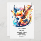 Dragon Birthday Uitnodiging (Voorkant / Achterkant)