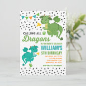Dragon Birthday Uitnodiging Ridders & Draken Party (Staand voorkant)