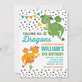 Dragon Birthday Uitnodiging Ridders & Draken Party (Voorkant)