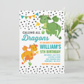 Dragon Birthday Uitnodiging Ridders & Draken Party (Staand voorkant)
