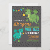 Dragon Birthday Uitnodiging Ridders & Draken Party (Voorkant)
