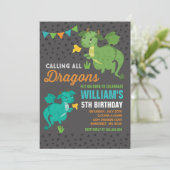 Dragon Birthday Uitnodiging Ridders & Draken Party (Staand voorkant)