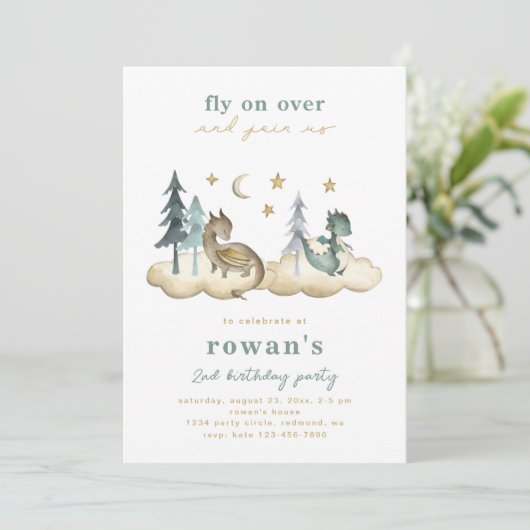 Dragon Birthday Uitnodiging | Uitnodiging tot het  (Staand voorkant)