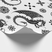 Dragon Black Shape Tattoo Stijl Cadeaupapier (Hoek)