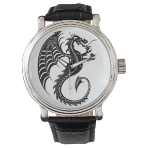 Dragon Black Shape Tattoo Stijl Horloge