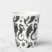 Dragon Black Shape Tattoo Stijl Papieren Bekers (Rechts)