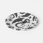 Dragon Black Shape Tattoo Stijl Papieren Bordje (Gekanteld)