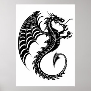 Dragon Black Shape Tattoo Stijl Poster