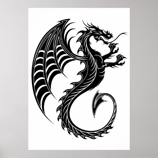 Dragon Black Shape Tattoo Stijl Poster (Voorkant)