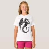 Dragon Black Shape Tattoo Stijl T-shirt (Voorkant volledig)