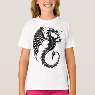 Dragon Black Shape Tattoo Stijl T-shirt