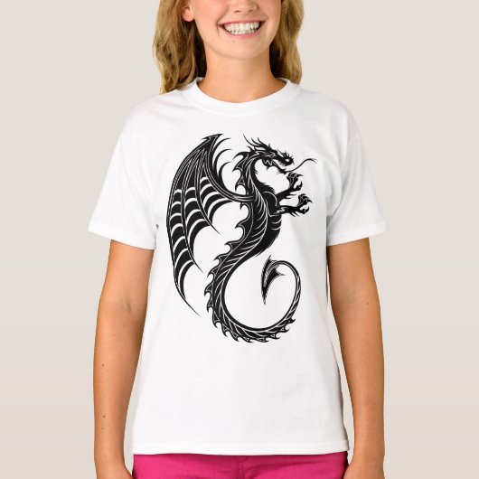 Dragon Black Shape Tattoo Stijl T-shirt (Voorkant)