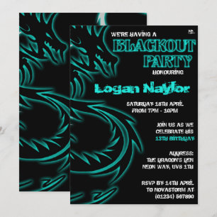 Dragon Blackout UV-feestuitnodigingen Kaart