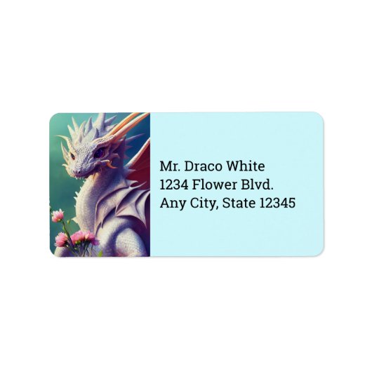 Dragon Blanc Aux Fleurs Étiquettes de adresse (Devant)