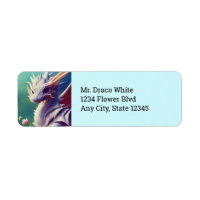 Dragon Blanc Avec Fleurs Étiquettes D'Adresse De R
