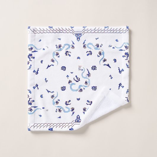 Dragon blanc et bleu (Gant de toilette)